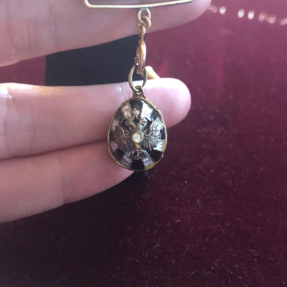 Faberge style enamel egg pendant